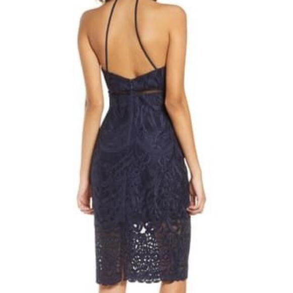 Bardot size 4 Blue Hana Lace Halter Cocktail Dress cocktail Strappy Backless - Picture 2 of 12